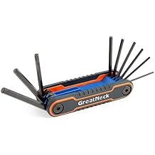 GreatNeck 74208 9 Piece Folding SAE Hex Key Set, Allen Key Set, Labeled Wrench Sizes, Easily Adjustable Fasteners, Color-Coded Body for Easy Identification