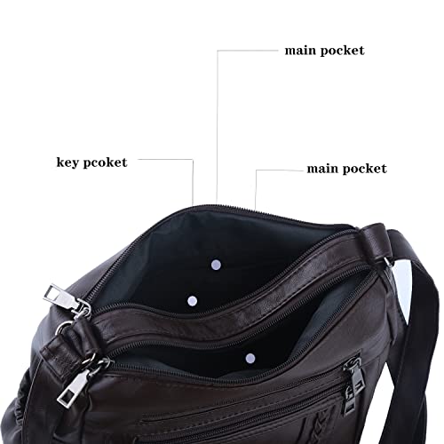 Image of ELDA Purses for Women Pocketbooks Soft PU Leather Ladies Crossbody Purse Multi Pocket Shoulder Bag