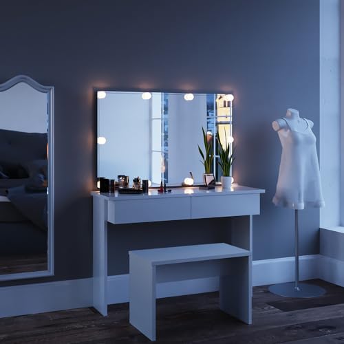 Vicco Schminktisch Azur, Weiß, 120 cm mit LED Beleuchtung und...