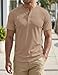 JMIERR Mens Muscle Slim Fit Button Henley Shirts Summer Crewneck Short Sleeve Longline Fitted T-Shirt Gym Workout Athletic Tees Shirt for Men, L, Khaki2