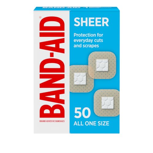 Image of BAND-AID Brand Sheer Spot Square Adhesive Bandages, All One Size, 50 Count