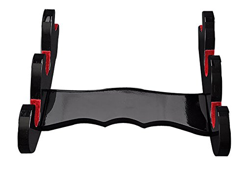 Handmade Sword - Three Tiers Black Paino Lacquered Wooden Wall Sword Stand, Samurai