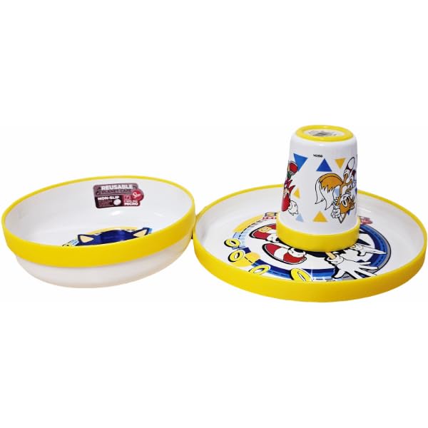 Set di stoviglie riutilizzabile per bambini bicolore – Set composto da 3 pezzi: Piatto, ciotola e bicchiere per...