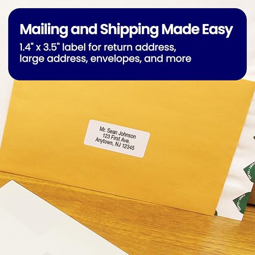 Image of Brother Genuine DK-120824PK Die-Cut Large Address Labels, 1.4 inch x 3.5 inch, Long Lasting Reliability, Paper Labels, 400 Labels per Roll, 24 Rolls per Box, White