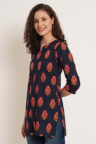Image of Amazon Brand - Anarva Jaipuri Cotton Printed Short Kurti for Women