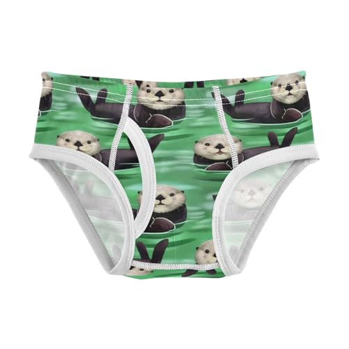 Cute Otters Green Toddler Underwear Boys, 2T Underwear