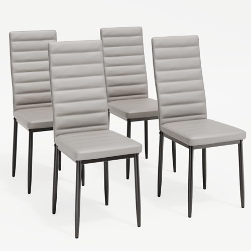 Bealife Esszimmerstühle 4er-Set, Esszimmerstühle-Set für Küche, Esszimmer, Esszimmerstuhl aus Kunstleder mit hoher Rückenlehne, modern (Hellgraues PU-Leder, 4er Set) Bealife Esszimmerstühle 4er-Set, Esszimmerstühle-Set für Küche, Esszimmer, Esszimmerstuhl aus Kunstleder mit hoher Rückenlehne, modern (Hellgraues PU-Leder, 4er Set)