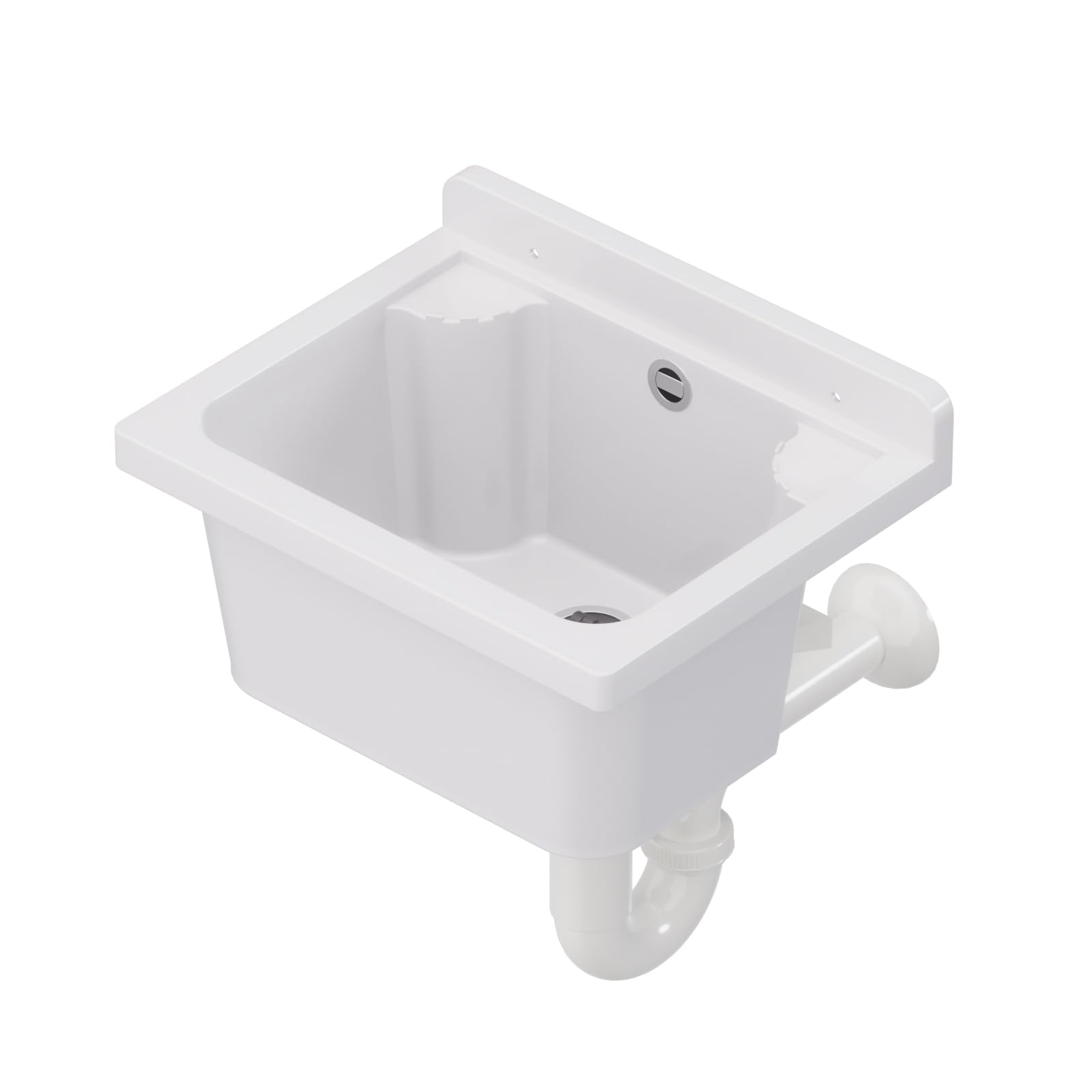 Lavandino, catino, lavello in plastica per esterno, giardino, garage, cantina, stanza di lavaggio, officina, 4 colori (Bianco)