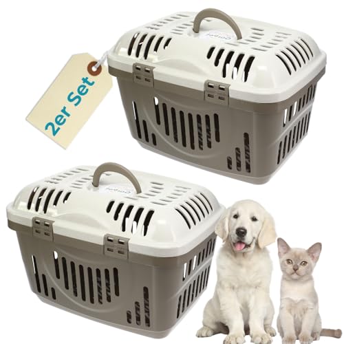 GarPet 2X Katzentransportbox Oben Öffnen Open Top Stressfrei Dachöffnung Hundetransportbox Hunde Katzen Kleintier Transport Box Transportbox