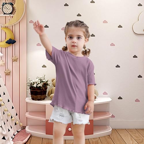 image for Dalukit 3 Pack Toddler Girl T-Shirts Ruffle Short Sleeve Baby Girls To