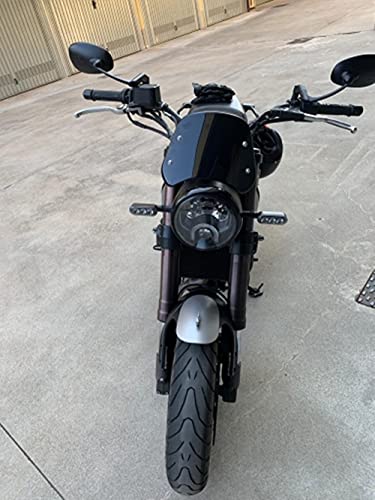 Duilu Universal Motorcycle Windshield Wind Deflector Windscreen For Motorbike 5"-7" Headlight (Black) #TOP6