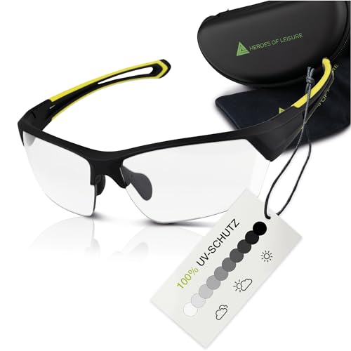 HEROES OF LEISURE&reg; Selbstt&ouml;nende Fahrradbrille f&uuml;r Herren - Windschutz Sport Sonnenbrille mit UV400-Schutz - Photochromatische Sportbrille (Radbrille) f&uuml;r Rennrad, MTB oder als Laufbrille