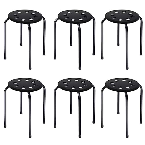 BestBuy スタッキングチェア スツール 丸 6脚 パイプ椅子 鉄製 軽量 積み重ね可能 持ち運び便利 椅子 重ねられる パイプスツール 丸椅子 丸スツール 会議室 展示会 オフィス用品 (品番BB64245BK)