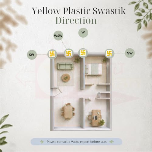Image of Plastic Yellow swastik Pyramid Plate | Size- 2.5 Inch Approx | Wall Sticking Swastik | Pack of 2 | Prosperity & Peace Enhancer