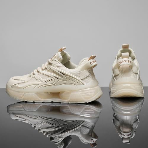 Image of Men's Chunky Sneakers: Mesh Breathable Upper, Air Cushion Sole, Sleek Structural Detailing-Trendy Casual Style for Daily Wear, Street Outfits & Urban Fashion Ensembles