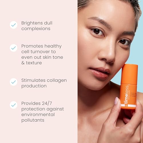Timeless Skin Care Vitamin C Serum with Vitamin E & Ferulic Acid - 10% Vitamin C Brightening Serum - Face Serum for Oily & Dry Skin - Fragrance-Free Serum for Skin Care - 1 oz