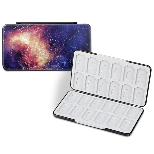 CaseBot Game Card Case for Nintendo Switch 2, Switch OLED/Lite, [Shockproof] Hard Shell 24 Game Holder Cartridge & 24 Slots Micro SD Card Storage Holder Box, Slim and Portable, Galaxy