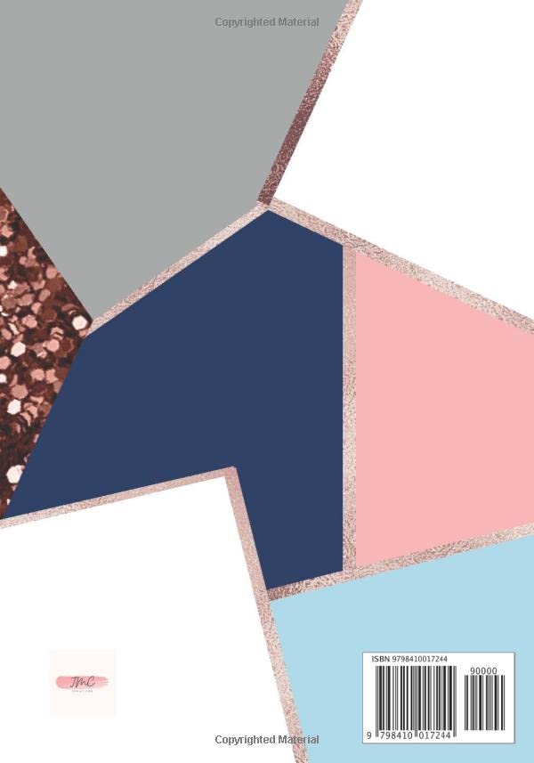 Vista 2 de Bossy rose gold, blue, and white geometrical notebook