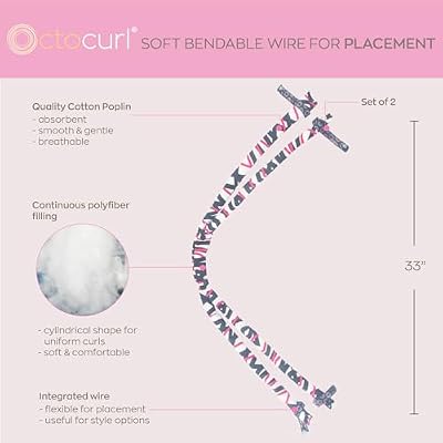 Octocurl Ribbon Curlers - Heatless Curling Headband - Flexible Curling Ribbon for Heatless Curls - Set of 2 (Cotton Poplin - Viva Diva)