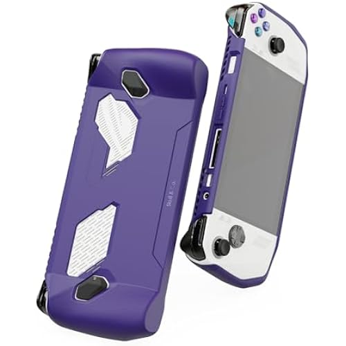 Skull & Co. GripCase for ROG Ally (2023 Model): A Soft Protective Case with Textured Grips Full Protection and Stand, Shock-Absorption Non-Slip and Anti-Scratch Cover Design - Galactic Purple
