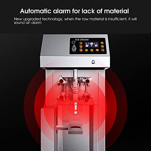 GLETSF Automatische Eismaschine, 1250 W kommerzielle Softeismaschine, Joghurt-Milchshake-Maschine, Softeismaschine aus Edelstahl 304 mit LED-Anzeige, für Geschäfte, Restaurants, Bar, 12 l/h, CE – Bild 6
