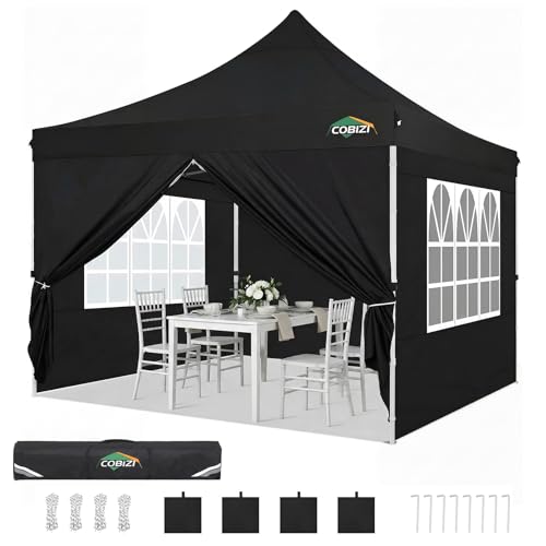 Image of COBIZI 10x10 Pop up Canopy Tent for Parties, Easy Setup, 4 Walls,4 Sandbags