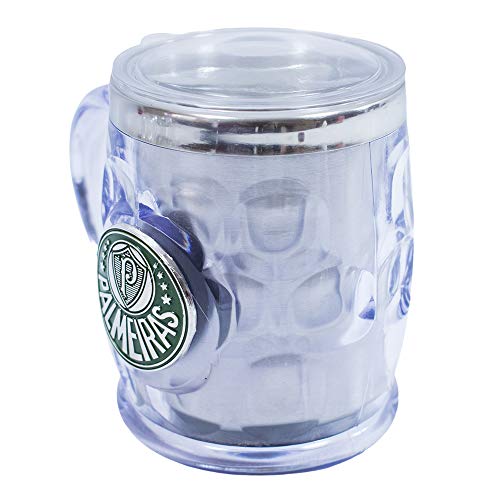 Caneca Térmica Transparente Brasão Metal 500ml - Palmeiras