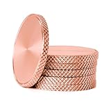 MICAIKEM 1-1/4' × 1/8' Thick Copper CNC Machined Diamond Knurled Edge Blanks Heavy Duty Coin Blanks for Engraving and Hand Stamping. Pack of 5