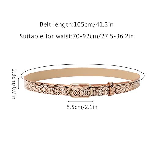 Women Snakeskin Print Skinny Thin Faux Leather Belt Jeans Pants Dress Waist Belt2