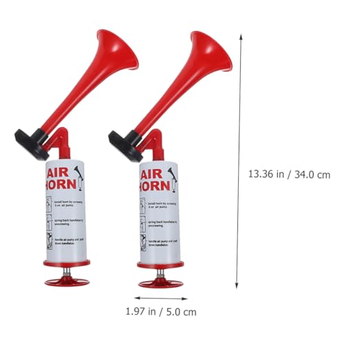 Happyyami 2個 手持ち式エアーホーン 応援用ポンプホーン スポーツイベント サッカー観戦 パーティーに 明るい赤色で注目アップ