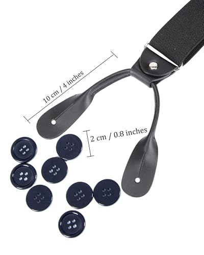 Kajeer Men Button Suspenders Adjustable, Heavy Duty Y-Back Elastic Tuxedo Elastic Mens Suspenders with Leather Buttons End3