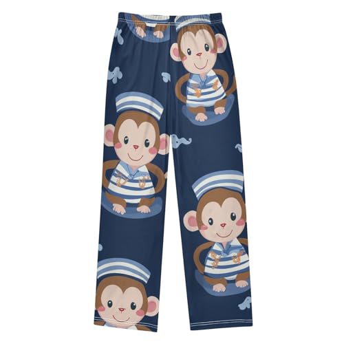 ZZXXB Mariner Monkey Boys Long Pants Soft Trousers Elastic Waist Kids Lounge Bottoms with Pockets S-XL2