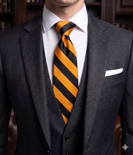 Image of NYFASHION101 Men's Classic Striped Necktie - Premium Woven Two-Tone Tie for Weddings, Graduation, Business & School Colors