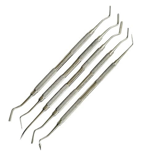Restoration Dental Carver Filling Picks - Double-Sided, Knurled - Resin and Composite Spreading Dental Instruments - German Stainless Steel (5 Pack)