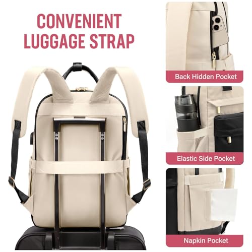 Image of TS WITH TECHSUN Stylish 15.6 Inches Laptop Backpack with USB Charging Port, Multi-Compartment Travel Bag with Luggage Strap & School, College, Office, Sports Backpack for Men & Women