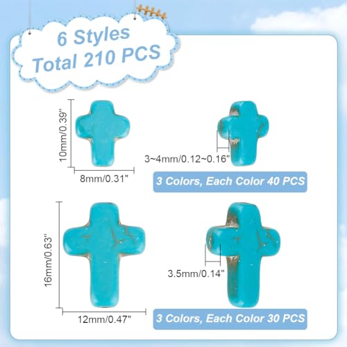 GOMAKERER 210 Pcs 3 Colors Turquoise Cross Beads - Image 2