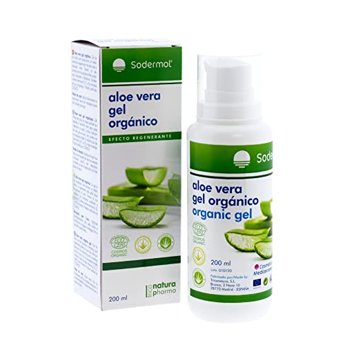 Gel crema Aloe vera puro 100% Bio Ecológico hidratante natural para piel irritada por el depilado y afeitado/Quemaduras solares y picadura de insectos. Uso Facial (cara) y Corporal (500ml) (200 ML)