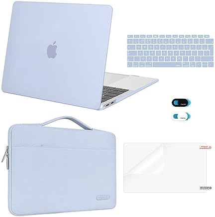 MOSISO Etui kompatybilne z MacBook Air 13" 2022 2021 2020 2019 2018 M1 A2337 A2179 A1932 Retina z Touch ID, plastikowa twarda obudowa i torba, klawiatura skórka i osłona kamery internetowej i ochraniacz ekranu, spadziowa zieleń