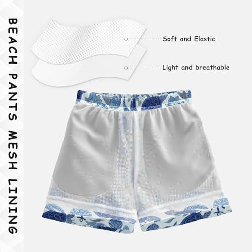 Marine Drawing Turtle Boys Swim Trunks Ship Anchor Summer Toddler Beach Board Shorts Kids Swimsuit Swimwear XS4
