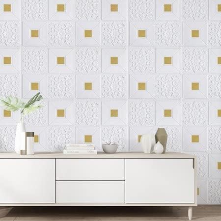 Image of VKR Waterproof Peel and Stick Wallpaper Roll | Self Adhesive Vinyl Furniture Covering Sheet for Kitchen Countertops, Cabinets, Tables & Storage Units (Floral White Gold, Pack of 1)