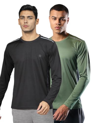 Image of CHKOKKO Gym T Shirts for Men Workout Solid Quick Dry Sports Men T-Shirts Breathable Lightweight Full Sleeve Regular Fit Round Neck Running Stylish Tshirt for man