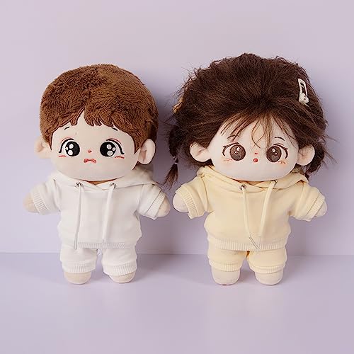 Image of niannyyhouse 10cm Plush Doll Clothes Elastic Solid Sportswear Suits Hoodie Pants Soft Stuffed Plush Toy Dress Up Accessories (Pink, 10cm)