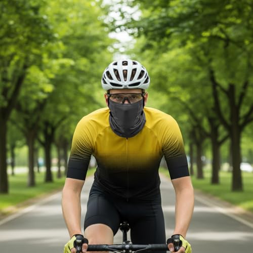 Image of PROBEROS Sun Protection Face Mask for Bikers, Ice Silk UV Protection UPF 50+ Riding Face Mask Neck Cover, Ventilated Extended Face Cover with Ear Loops for Bike Riding, All Outdoor Sports-Grey