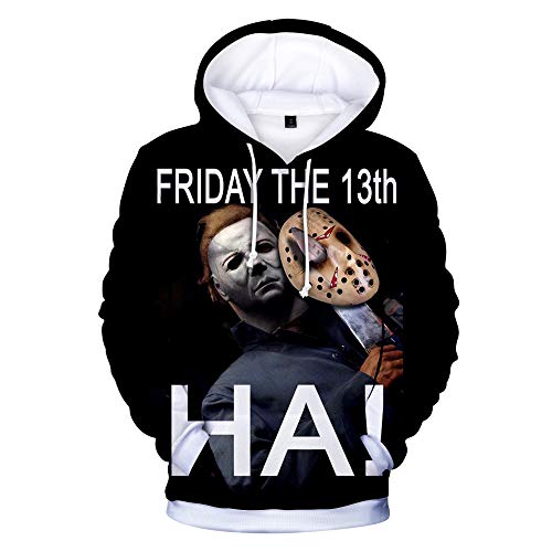 SHANYUR Sudaderas con Capucha para Hombre 3D Impreso Graffiti Bolsillos con cordón Sudaderas de Mangas Largas Michael Myers Halloween Jersey Unisex PeriféRico con Capucha XXS-XXXL