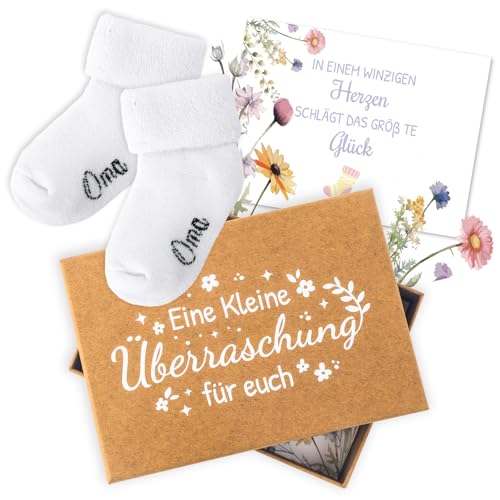 Belillpipi Schwangerschaft Verkünden mit Geschenkbox- Du wirst Oma - Personalisierte Babysocken Geschenkset- Schwangerschaftsverkündung - Verkündung Schwangerschaft Geschenk