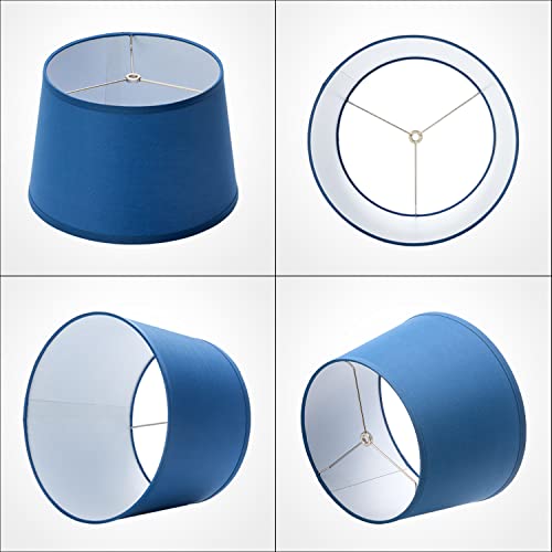 Navy Blue Lamp Shade - Medium, Drum Lamp Shades For Table Lamps And Floor Lamps, Blue Fabric Nautical Lampshades, Spider Lampshade With 7 Inch Harp, Hand Crafted Cloth Lamp Cover (10 X 12 X 8 Inch) #TOP3