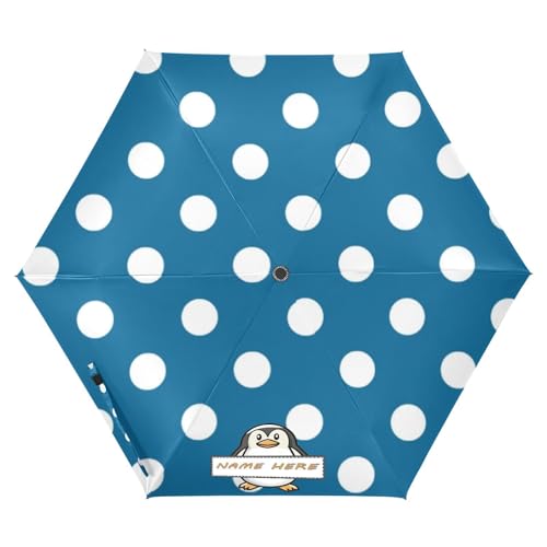 tplaotee Personalisierbarer Regenschirm mit weißen Punkten auf blauem Hintergrund, automatisch, speziell entworfen und stark, tragbar und leicht, winddicht, automatisches Öffnen von Sombrillas de