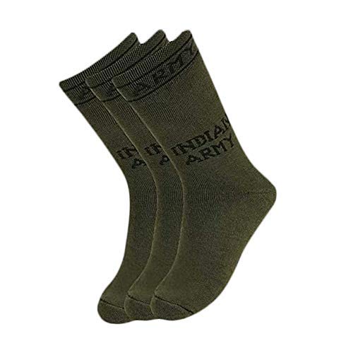 Men's Indian Army Organic Cotton Full Length Socks Combo - 3 Pairs (Olive Green, Free Size)-picture-22