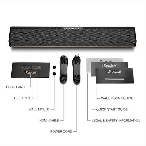 Heston 60 Soundbar - Dolby Atmos Immersive Sound for TV, Movies, and Music |Volume, Bass, Treble Controls | Bluetooth, Wi-Fi, HDMI, 3.5 mm Aux Inputs - Black by Marshall - Used condition - Image 9