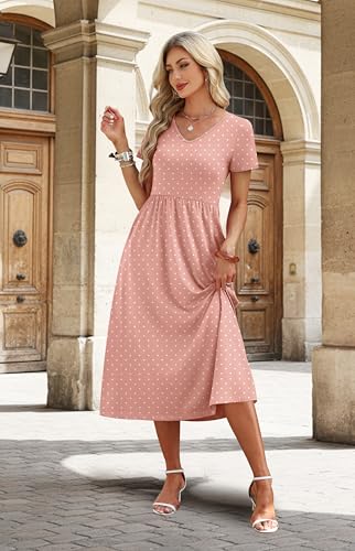 Image of OFEEFAN Summer Dresses for Women Flowy Casual A-Line Midi Dress Beach Vacation Sundresses with Pockets S-2XL